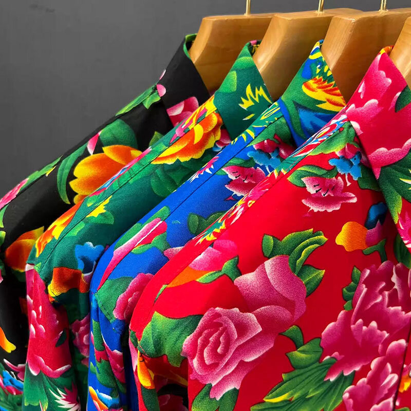 Рубашка и блузка с длинным рукавом, Женская винтажная блузка с цветочным принтом, повседневная верхняя одежда, женская летняя блузка, весна 2024