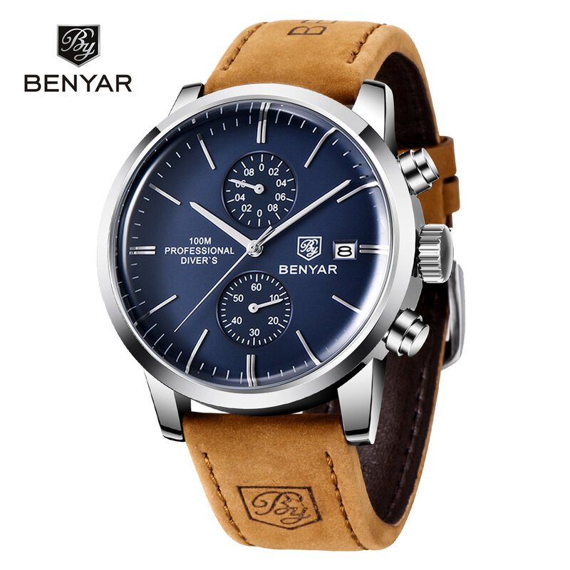 BENYAR-Montre de sport à quartz pour homme, chronographe militaire, marque supérieure, luxe, 2023