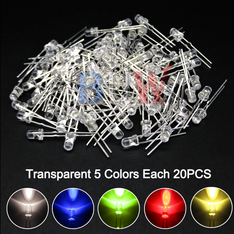 Kit surtido de diodos LED F3 de 3mm, ibuw, blanco, verde, rojo, azul, amarillo, naranja, rosa, Morado, blanco cálido, bricolaje, 100 unids/lote