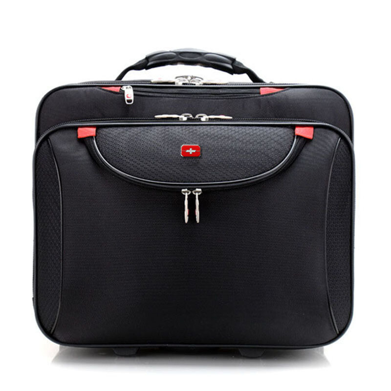 2023 New Nylon Dark Black Men/Women Telescopic Pull Rod Travel Suitcase 18 Inches Luggage with Spinner