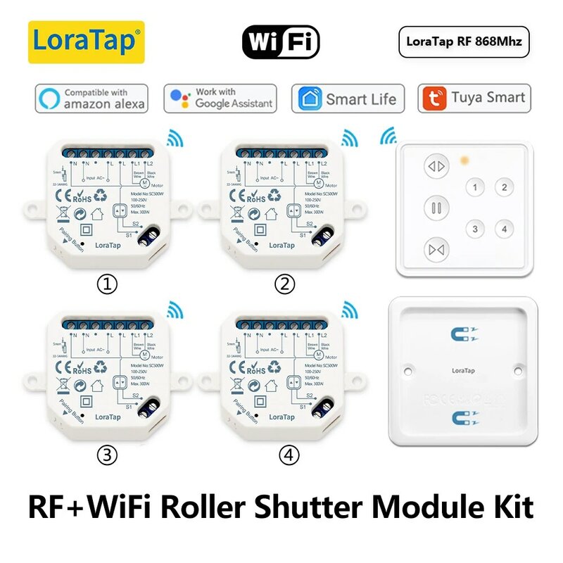 LoraTap-Persianas enrollables RF WiFi, módulo de interruptor de Motor, Control remoto, apertura automática de ventana para el hogar, Smart Life