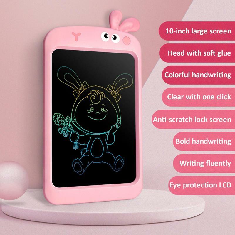 LCD Drawing Tablet For Kids Colorful Erasable Kids Drawing Board 10in With Lock Function Preschool Toys Toddler Drawing Board To