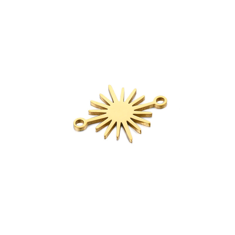 4 Buah Baja Nirkarat Ganda-lubang Bunga Matahari Konektor Jimat Tautan Perlengkapan untuk DIY Perhiasan Gelang Anting Membuat Kalung