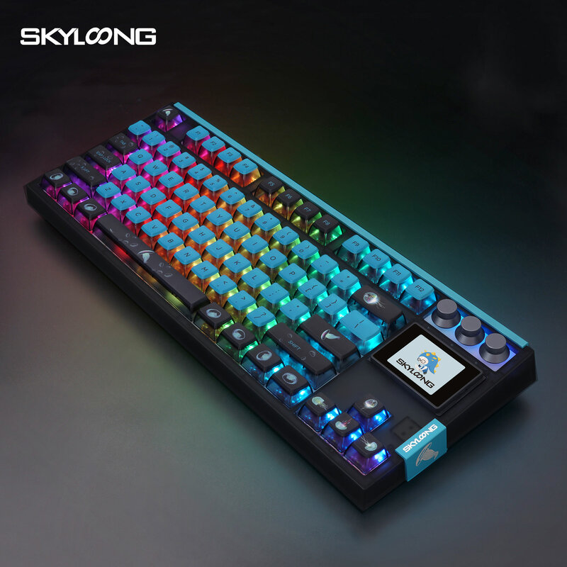 New Arrived Skyloong GK87 Pro 3 modes Pudding keycaps RGB Screen Kailh Box Switch Spartan Theme Mechanical Keyboard