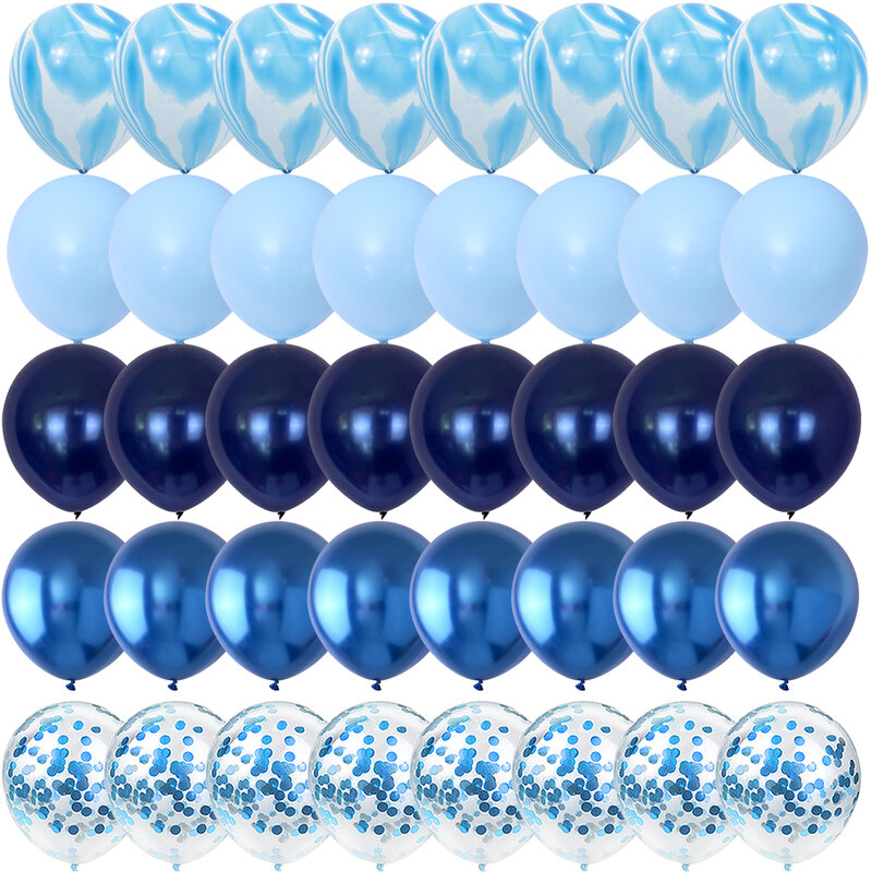 Globos azules de ágata de 40 piezas, decoración de fiesta de cumpleaños, revelación de género, boda, día de San Valentín, Baby Shower