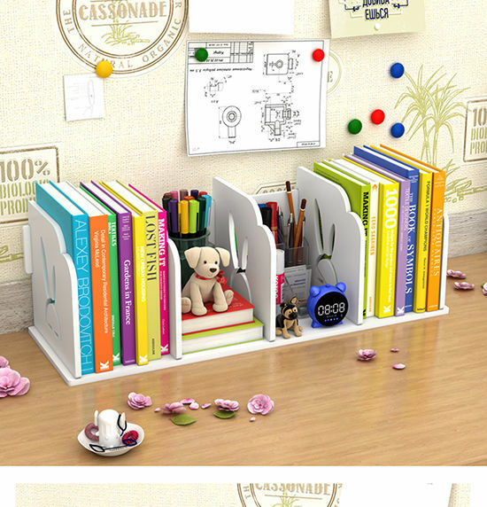 Desktop estante estudante livro suporte simples prateleira de mesa das crianças caixa de armazenamento de escritório dos desenhos animados pequena estante
