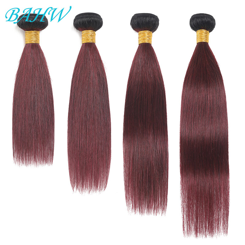 Borgonha Direto Birmanês Pacotes de cabelo, 100% cabelo humano, vermelho, Weave Bundles, extensões cruas, T1B, 99J, 1 Pc, 3 Pcs, 4 Pcs