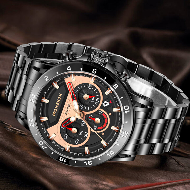 LIGE Fashion Automatic Date Men Quartz Watches FoxBox Luxury Big Male Clock Chronograph Sport Mens Wrist Watch Relogio Masculino