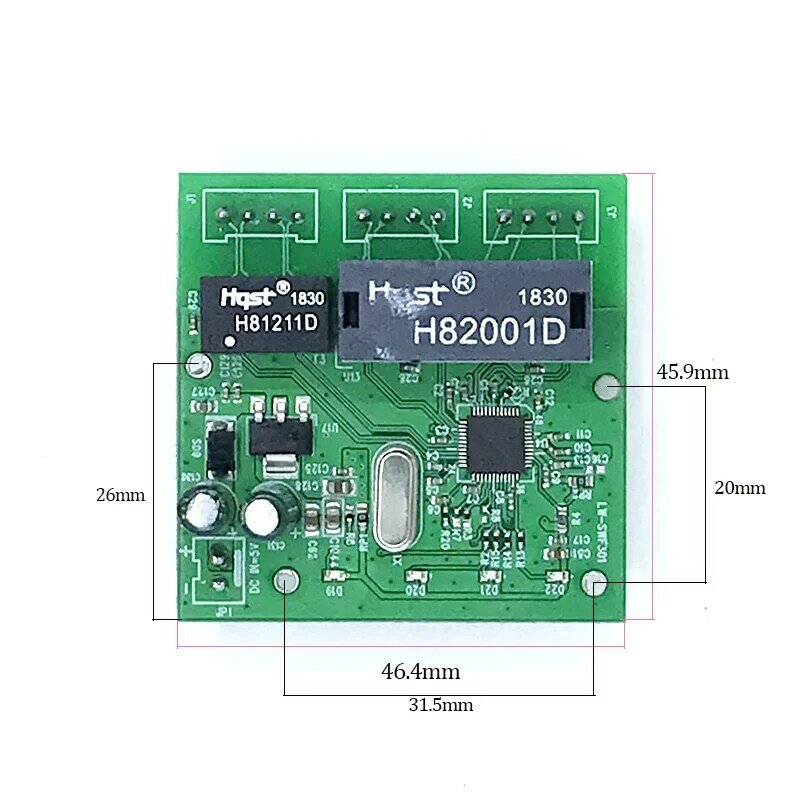 Papan PCBA modul switch Ethernet industri 10/100M Unmanaged 3port sensor otomatis Motherboard 5v-12v