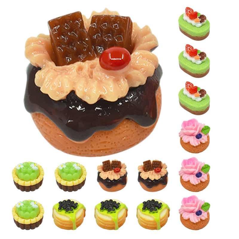 Faux gâteau aux fruits artificiels, petits gâteaux réalistes, modèles de desserts décoratifs, faux réalistes, 15 pièces