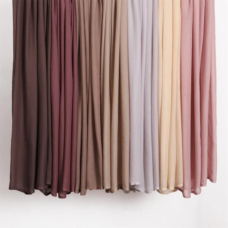 부드러운 100% 비스코스 단색 스카프, 넓은 가장자리 얇은 히잡, 하이 퀄리티 풀라드, 여성 무슬망, 머리 스카프, 보일 저지 패션