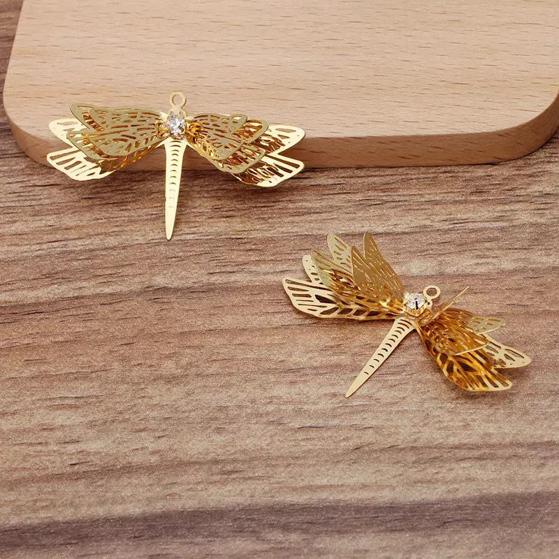 BoYuTe (10 pezzi/lottp) 45*26MM metallo ottone filigrana libellula ciondolo accessori gioielli fai da te materiali fatti a mano