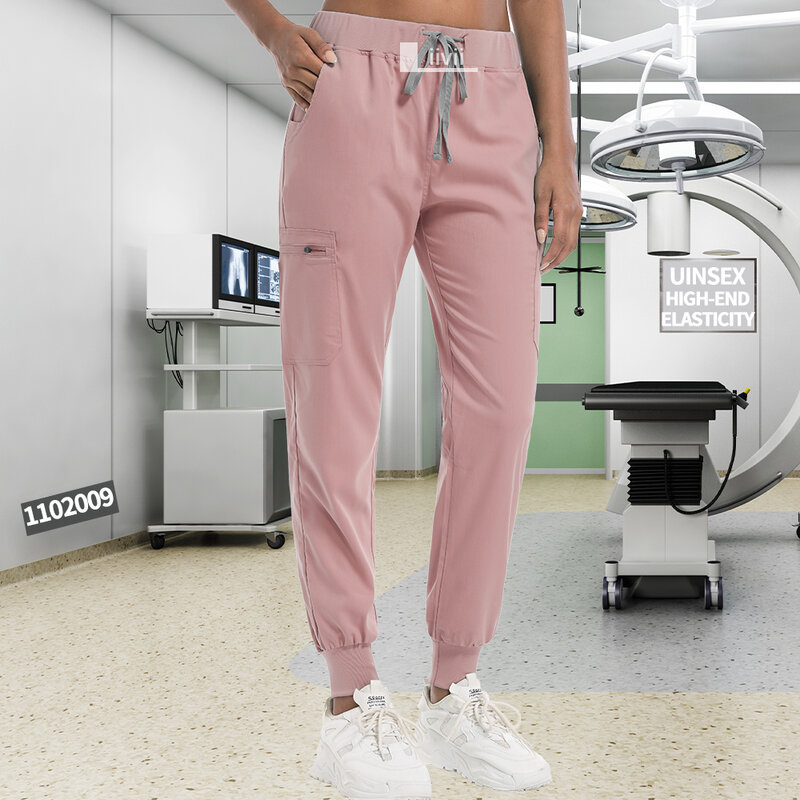 กางเกงทำงานแฟชั่นใช้ได้ทั้งชายและหญิง celana joger แฟชั่นกางเกงเอวยางยืดชุดพยาบาลกางเกงทำงานกางเกงโรงพยาบาลทางการแพทย์
