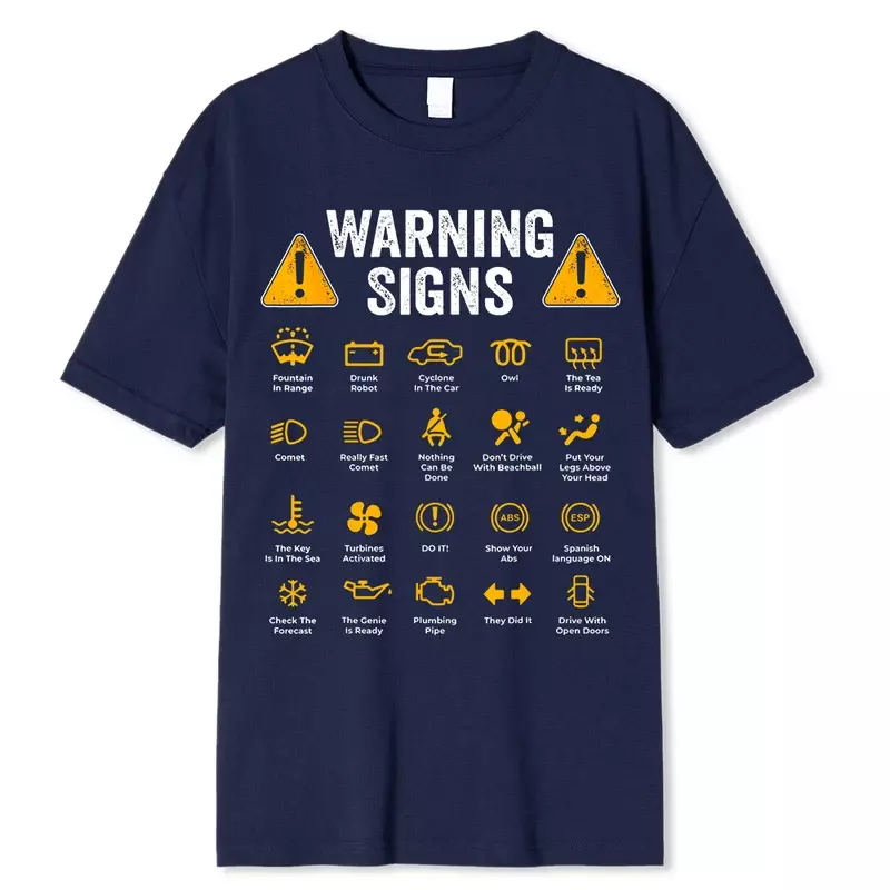 재미있는 운전 경고 표지판 101 자동차 정비공 선물 운전자 티셔츠, 오버사이즈 캐주얼 티셔츠, 면 상의, 면 의류
