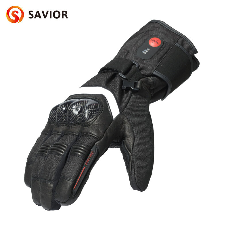 Savior-Guantes impermeables para motocicleta, manoplas calefactoras con pantalla táctil y batería, 100%