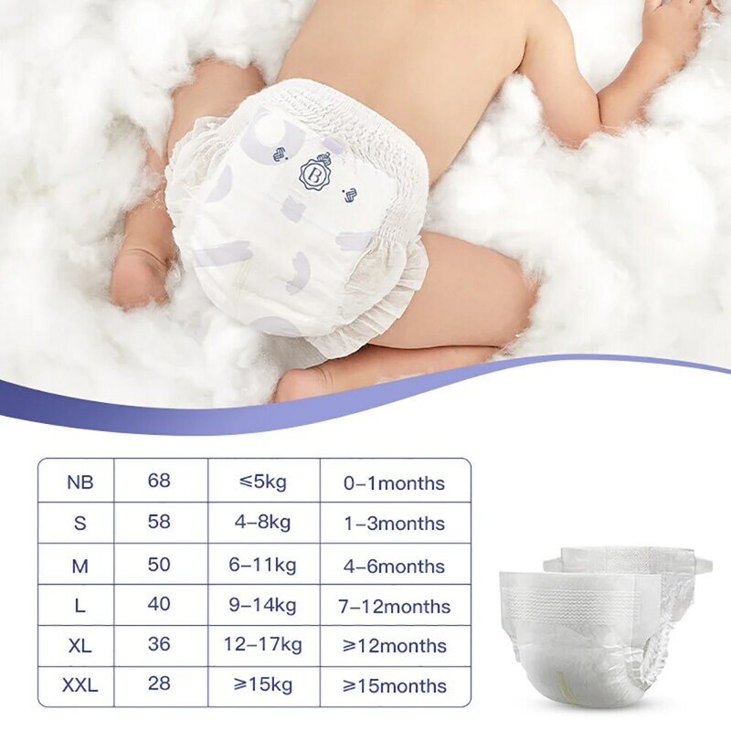 Bc babycare fralda descartável gravada respirável ultra-macio seco absorvente fralda nb/s/m/l/xl/xxl