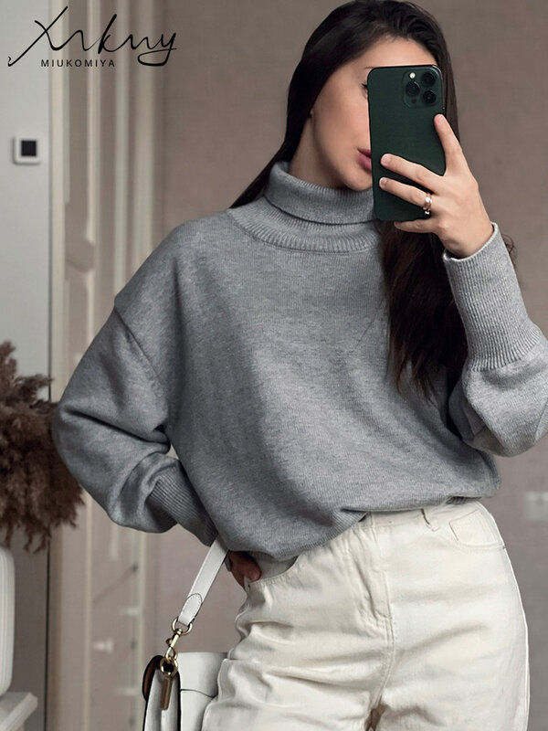 Autumn Winter Women Turtleneck Sweater Warm Pullover Thick Oversize Black Knitted Camel Top Sweaters For Women 2023 Office Tops