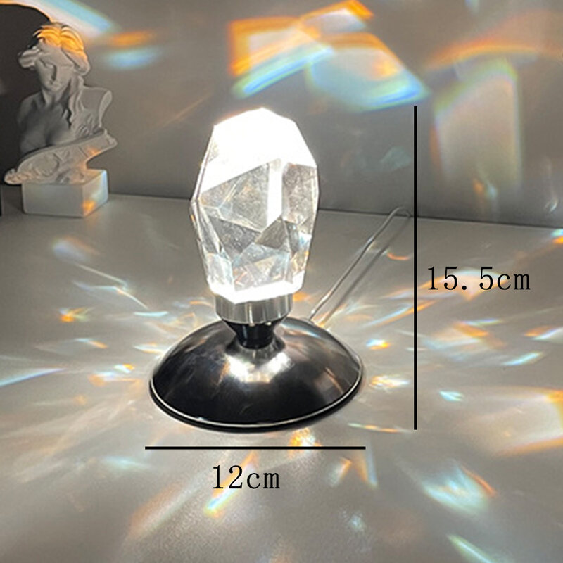 Kristal Nachtlampje Schaduwen Diamant Tafellamp Met Afstandsbediening Nachtkastje Licht Romantische Projector Luxe Sfeer Lamp Gift