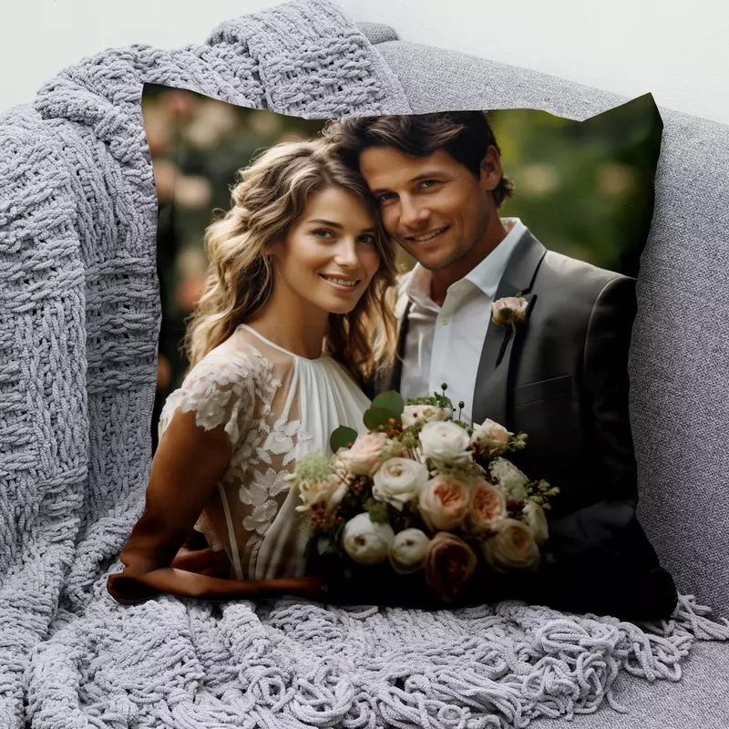 Almohada de algodón personalizada para el hogar, regalo personalizado para fotos de vida Personal de boda, funda de cojín