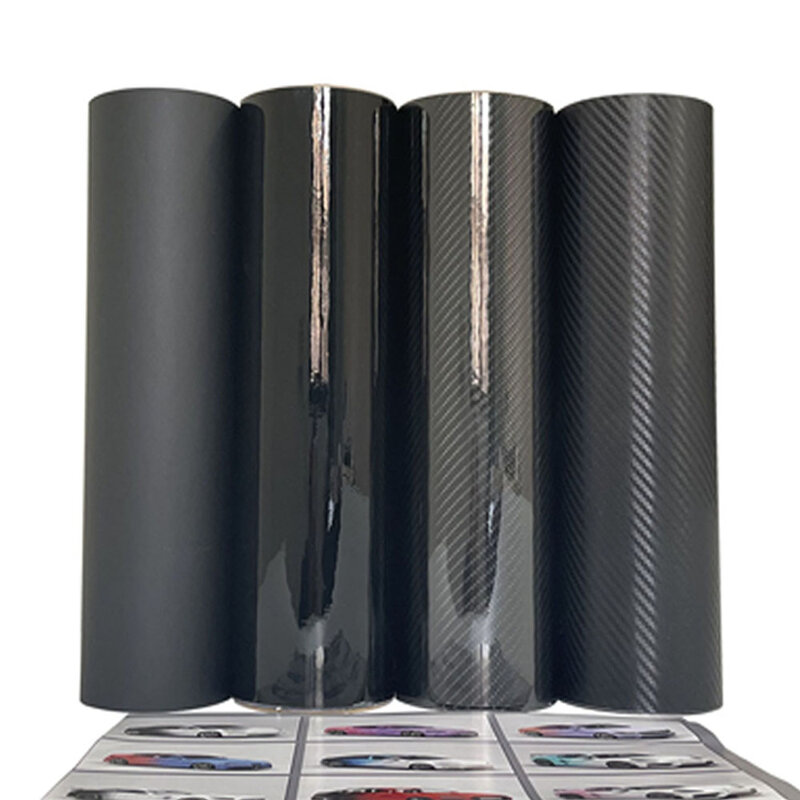 Pellicola in vinile 3D in fibra di carbonio pellicola lucida nera opaca nera autoadesiva vinile Car Wrap Foil Sticker Console Computer Laptop Skin