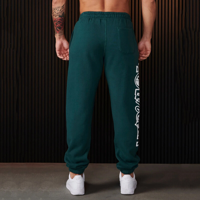 Jogger męskie spodnie dresowe w stylu amerykańskim odzież na siłownię Fitness sportowy bawełniane spodnie casualowe z nadrukiem średnio wysoka talia spodnie ze sznurkiem