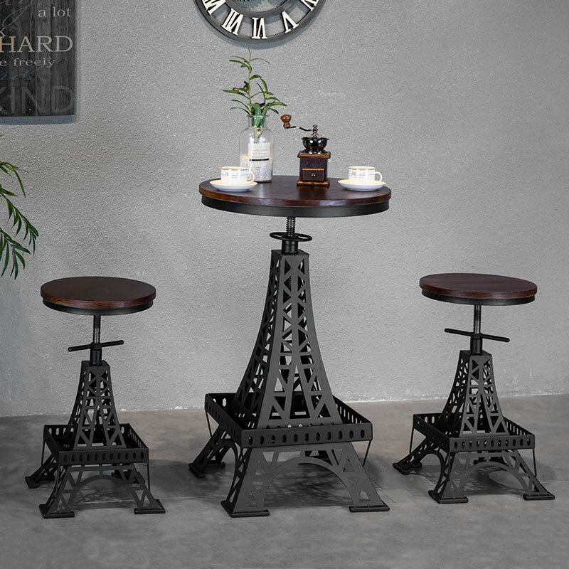 الحديد الصلب الخشب بار كرسي قابل للتعديل كرسي باريس برج البراز النمط الصناعي الإبداعية كرسي الحديثة مقهى بار كرسي