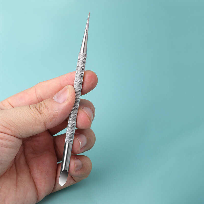 Empujador de cutículas de acero inoxidable de doble punta, removedor de manicura, palitos, herramienta para arte de uñas