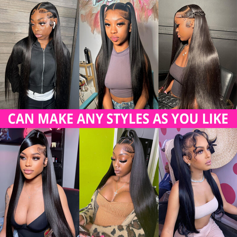 38 Inch 13x6 Straight Lace Frontal Wig Human Hair 4x4 Hd Transparent Lace Front Wig Pre Plucked Brazilian 100% Human Hair Wig