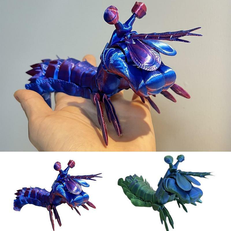 3D Printed Toy Figure Multi-Joint Movable Pepper Shrimp Articulated Shrimp Collectible Figurine 3D Printed Shrimp Animals Toy