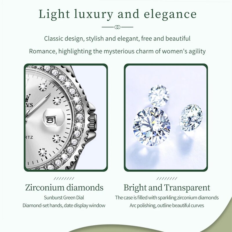 OLEVS Original Diamond Dial Quartz Watch para Mulheres Moda Elegante Senhoras Relógios De Aço Inoxidável À Prova D 'Água Relógio De Pulso Das Mulheres