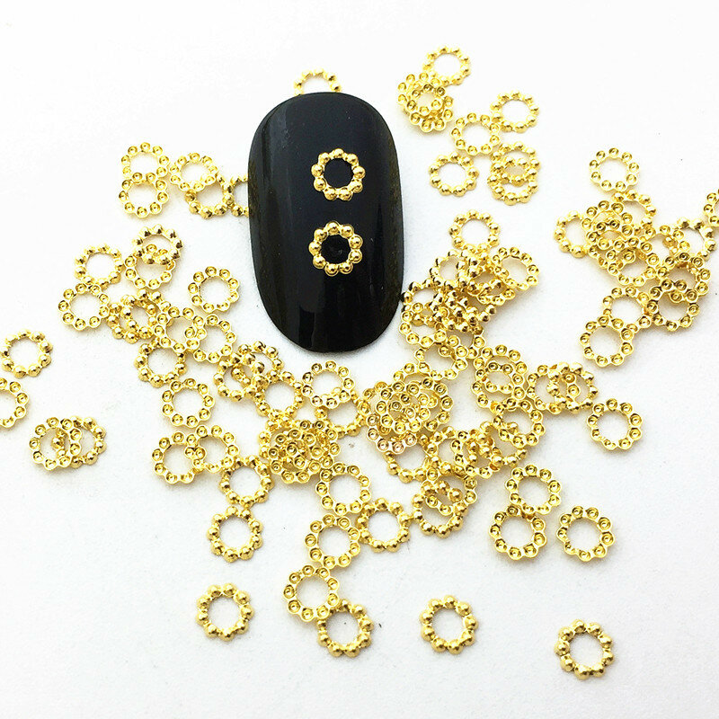 HNUIX-Herramientas de remache hueco de aleación de oro de Japón, accesorios para manicura 3d, art deco, plata, círculo kawaii, 100 piezas