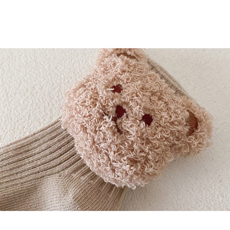 VISgogo Baby Girls Boys Socks Cute Cartoon Bear Non-slip Soft Lightweight Socks for Fall Winter