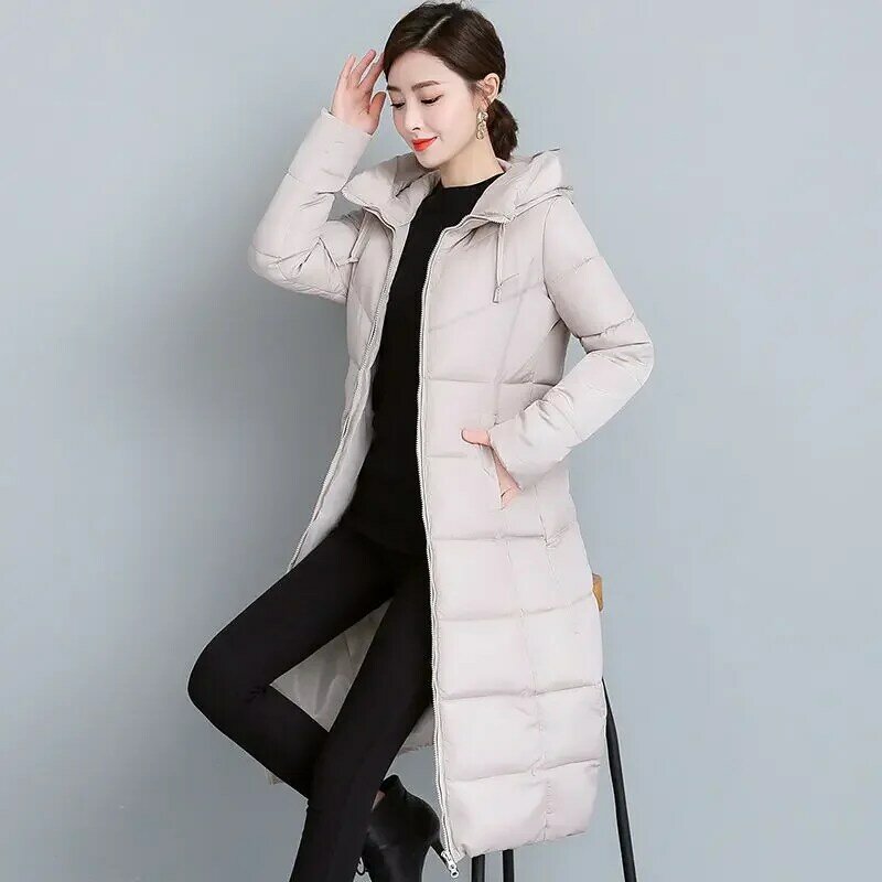 Chaqueta larga de plumón para mujer, Parkas coreanas, abrigo de invierno, 2024