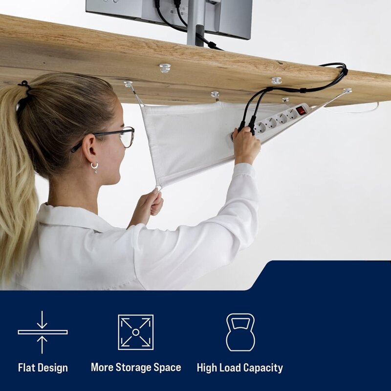 Gestion des câbles sous le bureau, gestion des fils, filet flexible, blanc, installation facile à utiliser