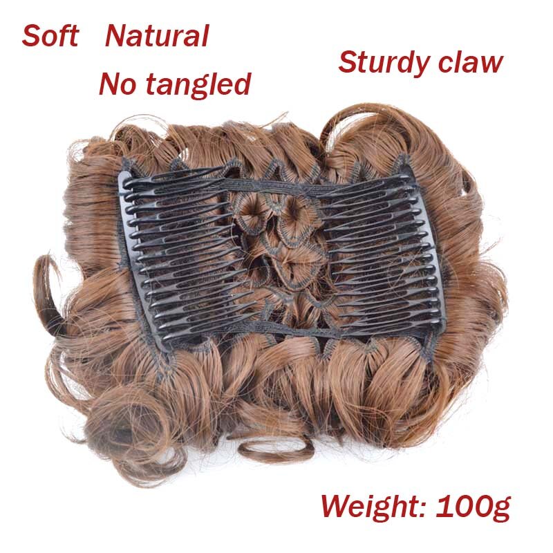 Zolin-almohadilla de moño rizado para mujer, extensión de cabello de moño desordenado Sythetic, Clip en moño, postizo de boda