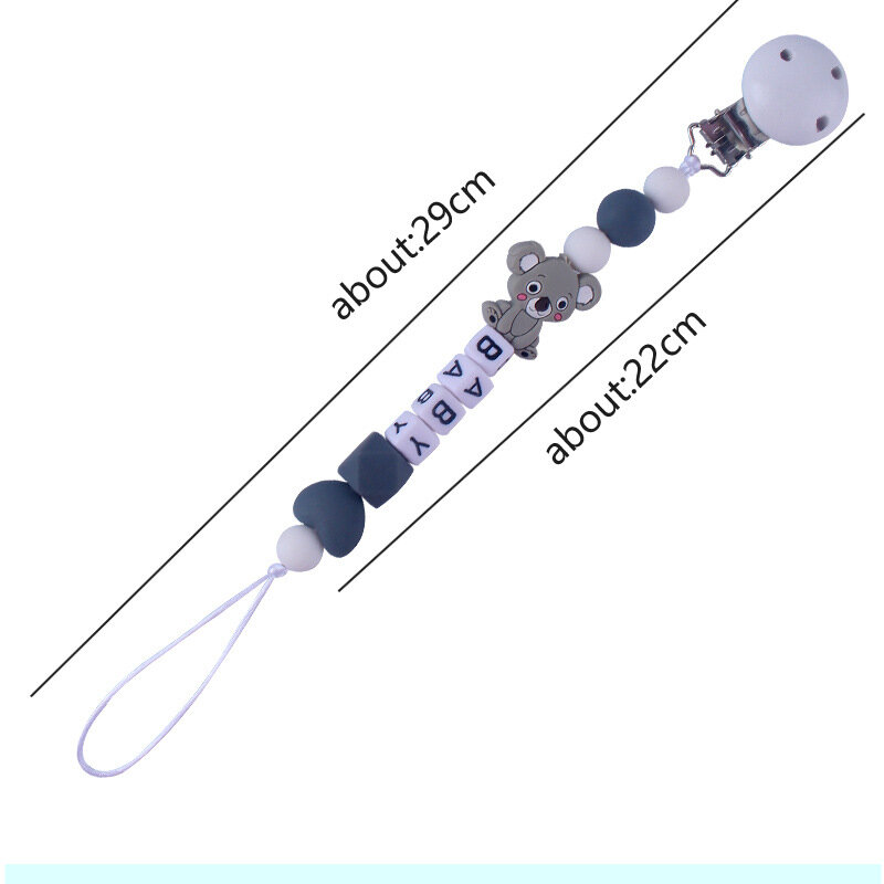Nowe spersonalizowana nazwa koraliki z literami smoczek dla niemowląt klipsy kulki silikonowe łańcuszek smoczka przeciw zagubieni na sutek uchwyt na smoczek prezent do żucia
