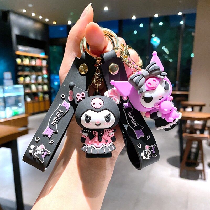 Wholesale Kawaii Sanrio Kuromi Keychain Pvc Doll Key Chain Cartoon Anime Cinnamoroll Bag Pendant Car Keyring Accessories Gift