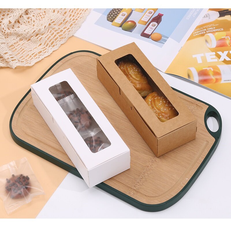 Spersonalizowany produkt na zamówienie papierowe opakowanie Kraft pudełko z oknem z pcv papierowy do żywności i opakowanie na ciasto