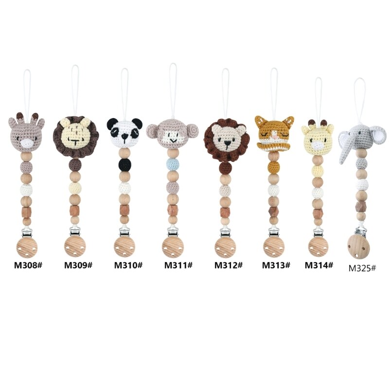 Crochet Pacifier Chain Animal Bead Teething Clip Nursing Pacifier Holder Baby Chewing Toy Infant  Clip Shower Gift