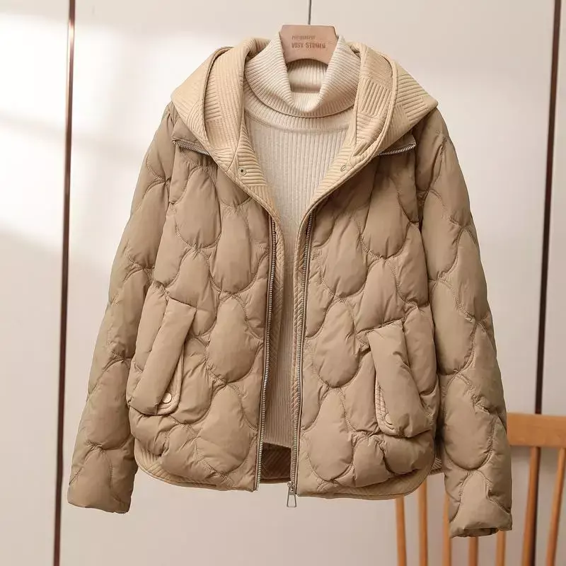 Jaket parka wanita, jaket hangat kasual mantel musim dingin 2023 gaya Korea longgar nyaman berlapis
