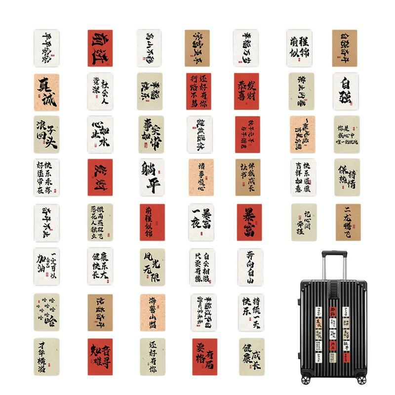 引用文字付きの中国の書道ステッカー、耐引裂性ステッカー、透明な印刷、60個