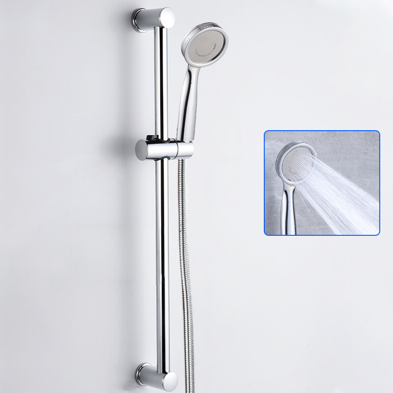 Chrome Shower Sliding Bar Wall Mounted Shower Bar Adjustable Sliding Rail Set Shower Minimalist Style Shower System