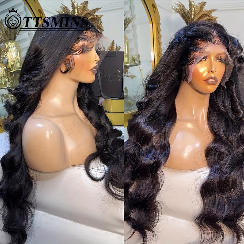 Perruque Lace Front Wig Body Wave naturelle, cheveux humains, 13x6, 13x4, pre-plucked, 180%, 30, 34 pouces, avec baby hair