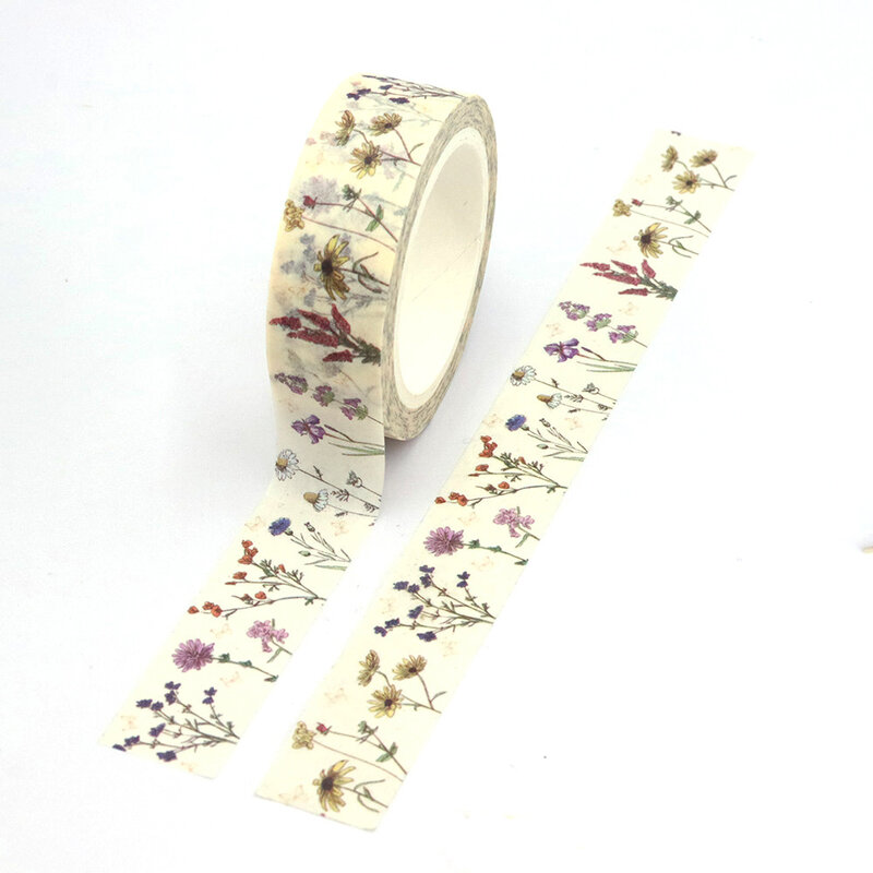 NEW 1PC 15mm*10m Spring Floral Botanic Herbs Wild Flowers Colourful tape Decorative Stationery MaskingTape school supplies