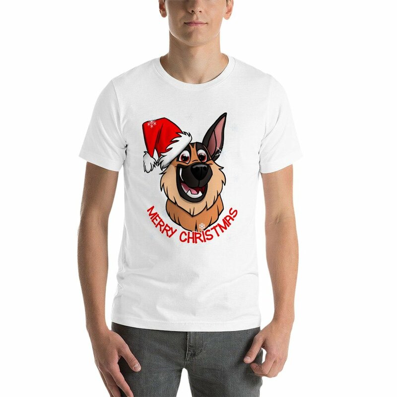 Nowy wesołych Świąt owczarek niemiecki t-shirt oversize t shirt estetyczne ubrania t shirt men