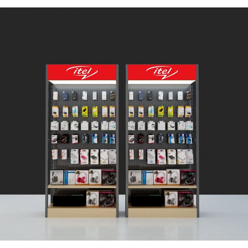 Expositor personalizado para tipos de telefone, gabinete personalizado para vitrine