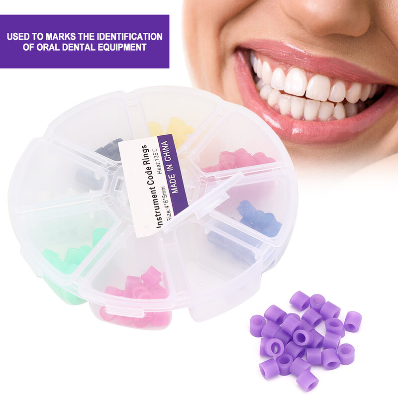 Anillos de código Dental autoclavables, herramienta de ortodoncia, instrumento de silicona, anillo de código de Color, 100 unids/lote por caja