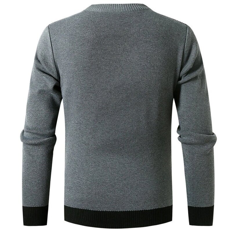 Sweater pria hangat polos kasual, Sweater atasan Pullover longgar pakaian rajut tebal