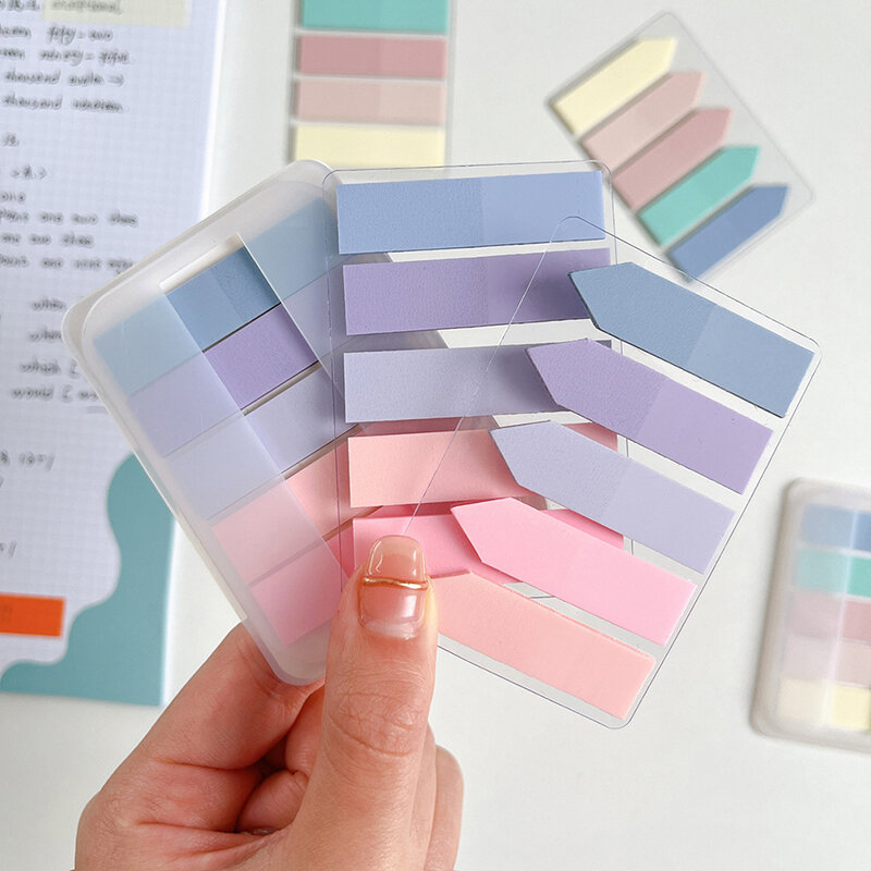 1Pcs Slim Index Stickers PET Color Transparent Sticky Note Pastel Sticker Memo Sticky Notes Tag Book Spot Marker School Supplies