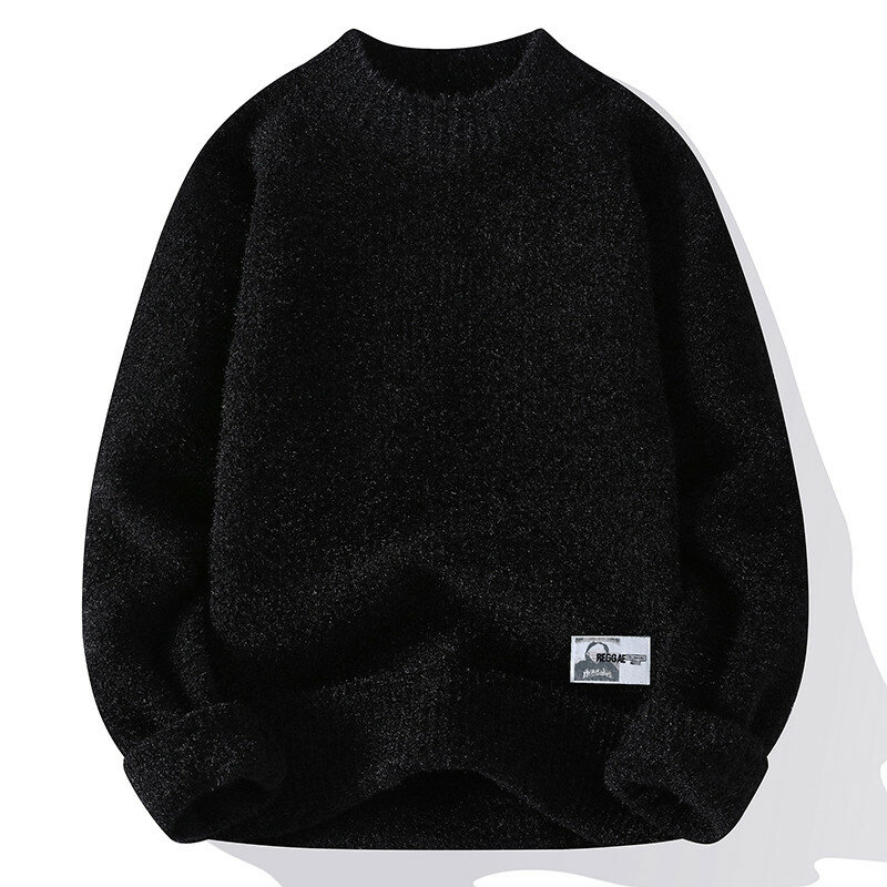 Mens Casual Sweater Autumn Winter Solid Color Round Imitation mink Knitted Pullover Fashion Men Clothing Warm Long Sleeve Sweate